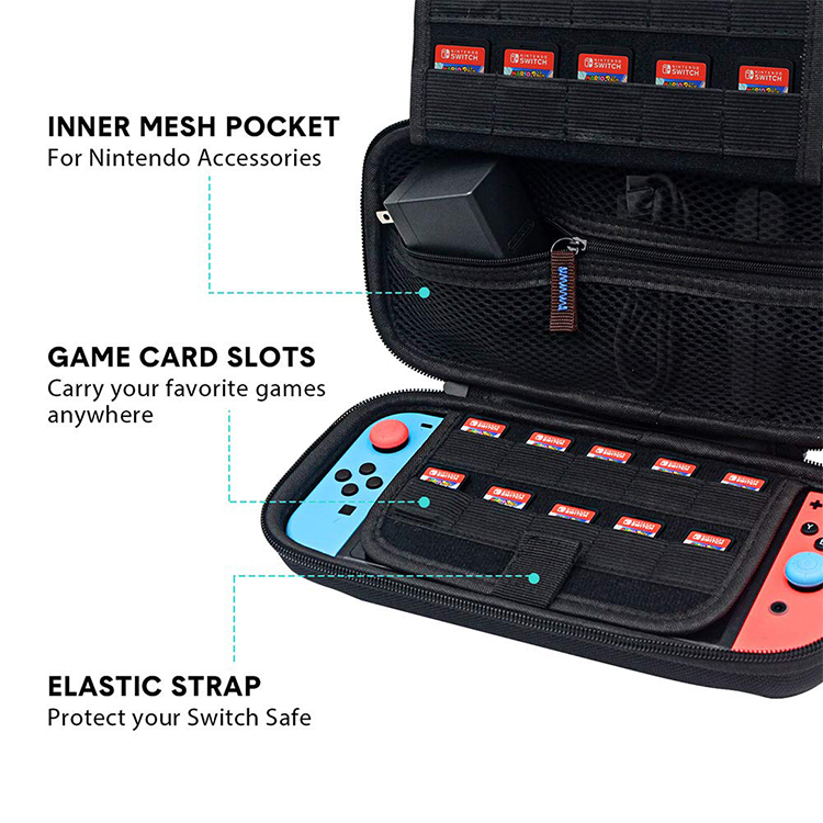 Waterproof Multi-Layer Portable Nylon Hard Eva Video Game Player Bag For Nintendo Switch